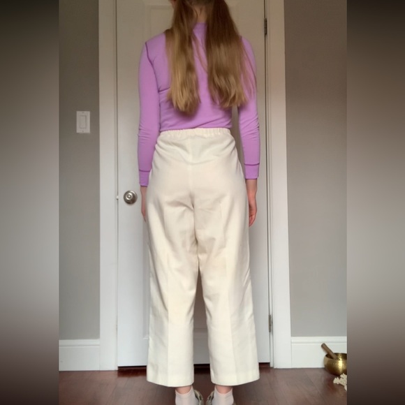 Lined Creme Dress Pants with Drawstring - Picture 4 of 4